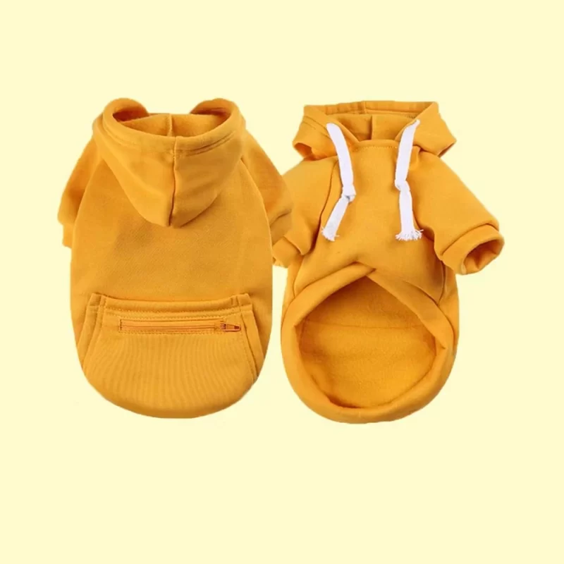 Mustard hoodie with zip pocket
